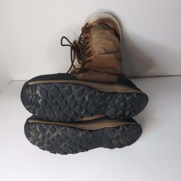 Ugg Adirondack III Tall Boots Waterproof Lace-Up Suede Leather Sherpa Size 8 - Picture 2 of 12